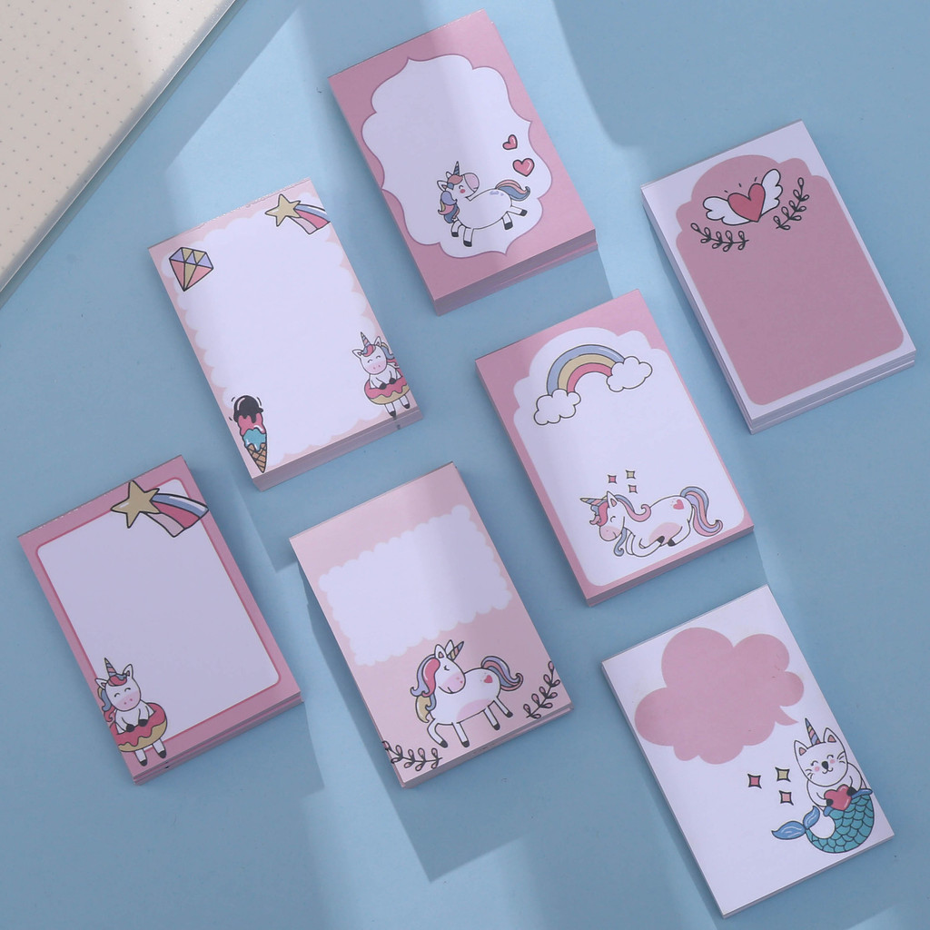 

50sheets Notepad Cartoon Unicorn Memo Notes No-sticky Message Kawaii Aesthetics Papeleria Stationery Office School Supplies