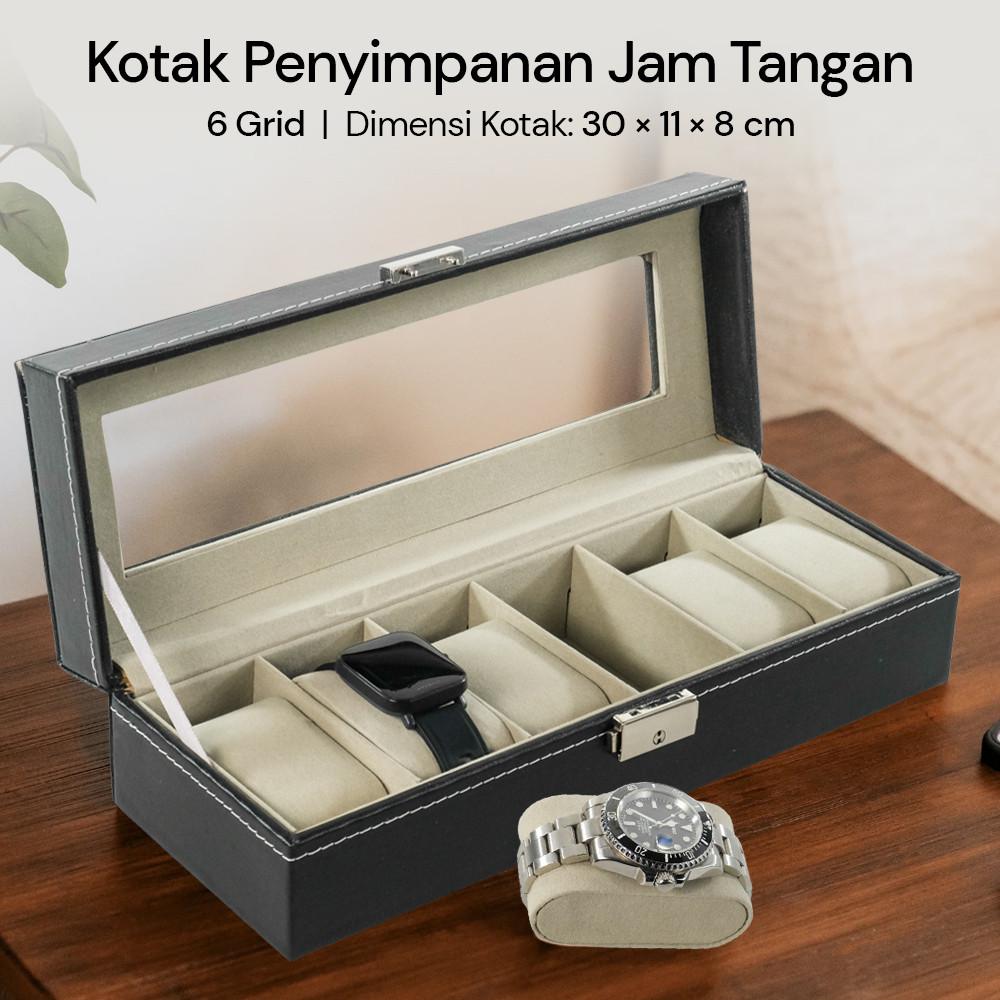 

NieNie Kotak Penyimpanan Jam Tangan Storage Organizer Watch Box 6 Grid - NIE6