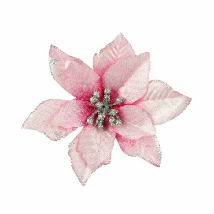 

Bunga Poinsettia Poinsetia Glitter 13cm Pink Hiasan Natal Parsel