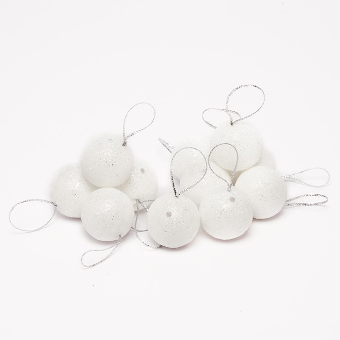 

Hiasan Bola Natal Glitter Putih isi 6 dan isi 12 Gantungan Pohon Natal - 3cm isi 12