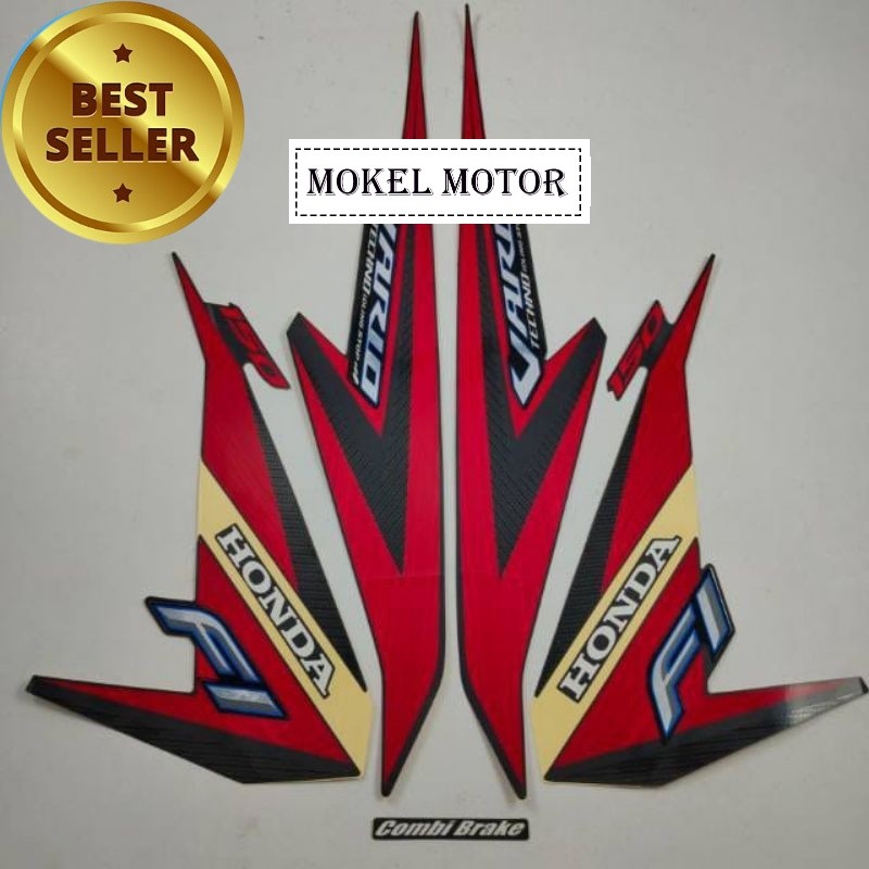 Striping stiker polet motor honda vario 150 techno 2015 2016 idling stop hitam Lis merah combi brake