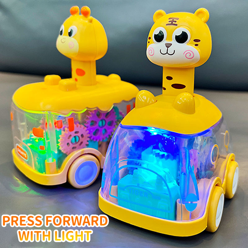 

Transparent light toy car children press sliding transparent gear car Toddler baby Puzzle inertial car guided crawling