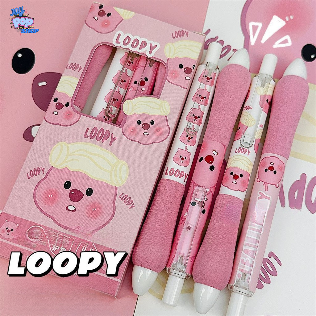 

Loopy pulpen, pulpen karakter, pulpen gel, 0.5 Pena Gel Hitam, Pulpen loopy 2 dus 10 pcs refill