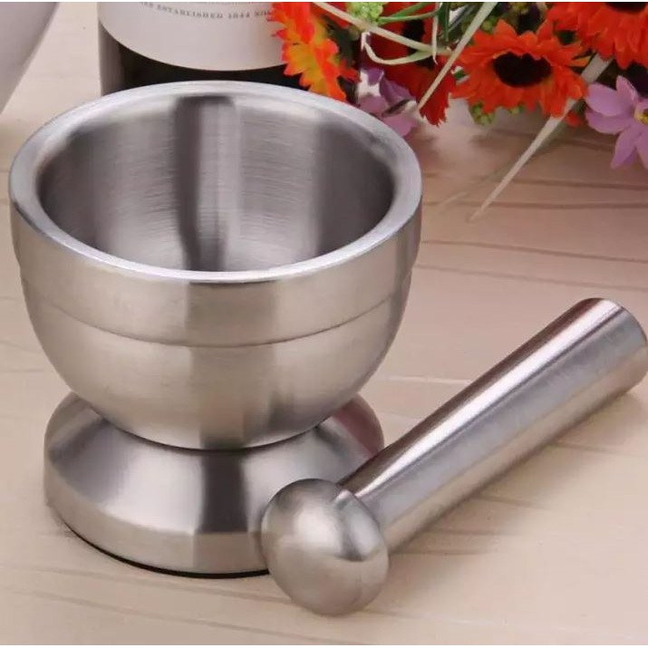 304 Ulekan Stainless Steel/Cobek Stainless Steel/Cobek Tumbuk/Tumbukan Bumbu Dapur Dengan Tutup
