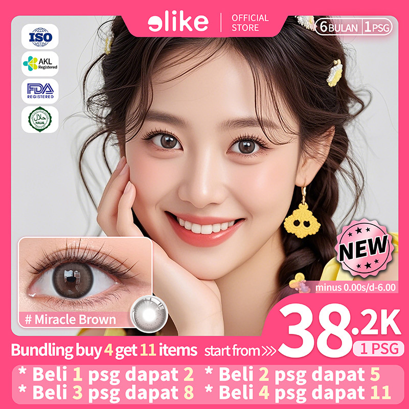 [New]Elike Miracle Brown Soflen lensa kontak warna diameter 14.5mm 1 pasang softlens mata soflent no
