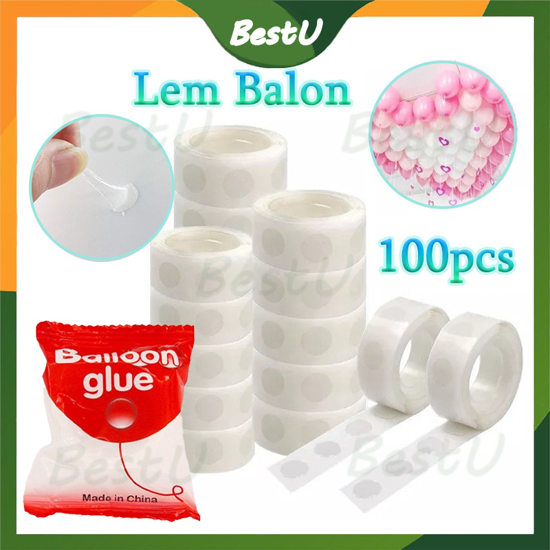 (100 pcs/set) Lem balon / Balloon Glue Dinding Balon Stiker Dekorasi Pesta Ulang Tahun/Perekat dindi