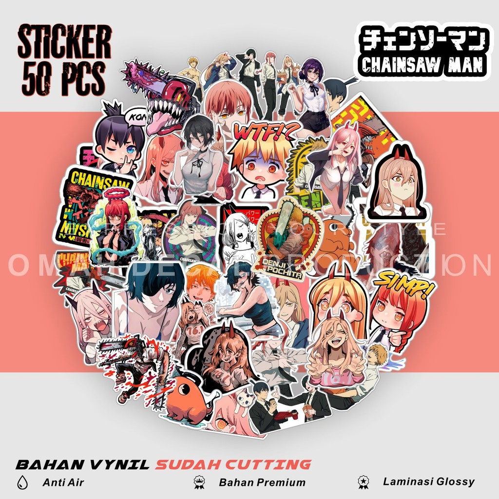 

STICKER CHAINSAW MAN ANIME RANDOM STIKER PACK WIBU ANTI AIR STICKER LAPTOP CASE HP STIKER HELM