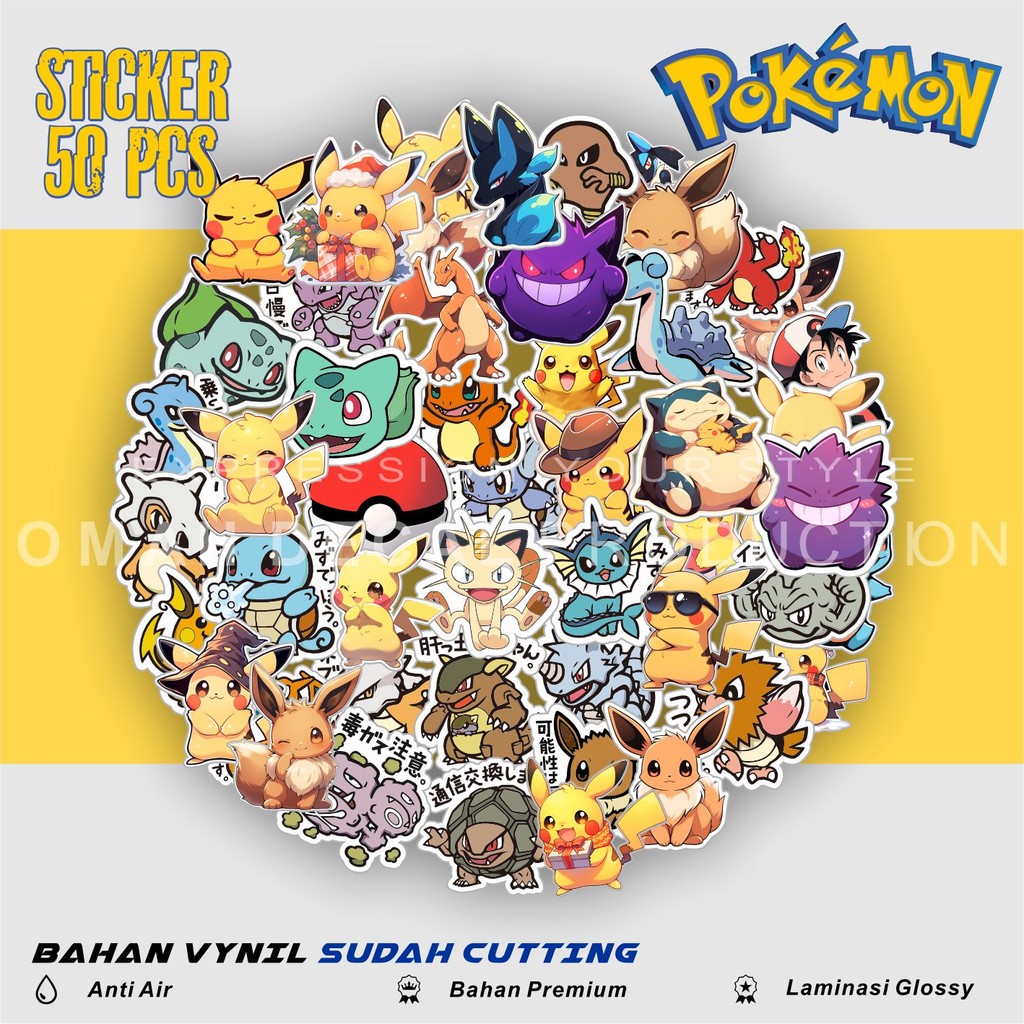 

STICKER POKEMON ANIME GAME RANDOM STIKER PACK PIKACHU ANTI AIR STICKER LAPTOP CASE HP STIKER HELM