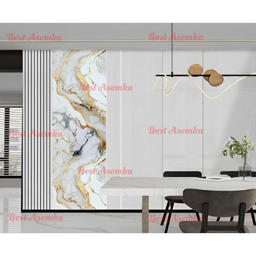 Wallpaper Dinding Motif marmer / wallfoam roll 1.2m x2.4m sudah ada perekat
