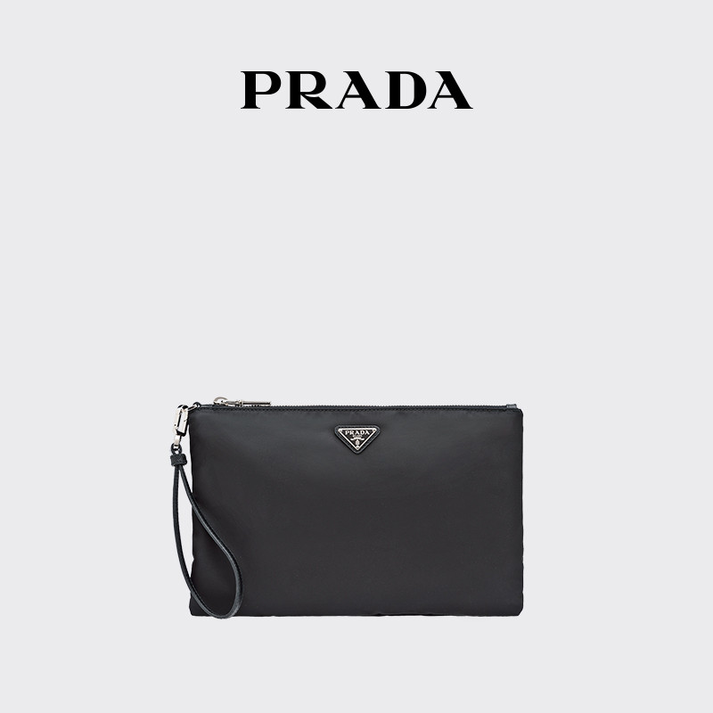 Prada Men's Re-Nylon and Saffiano Leather Clutch