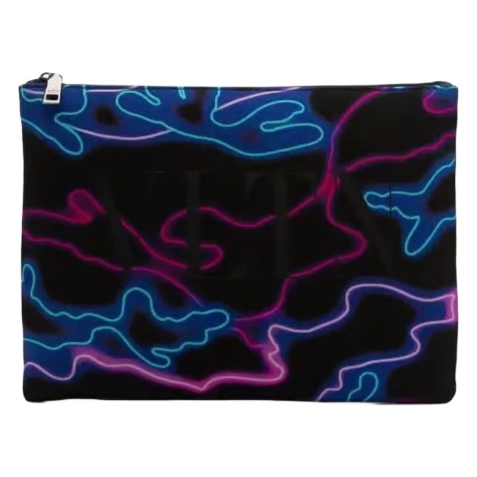 Valentino All Over Blue Camo Pochette / Tas Branded Original