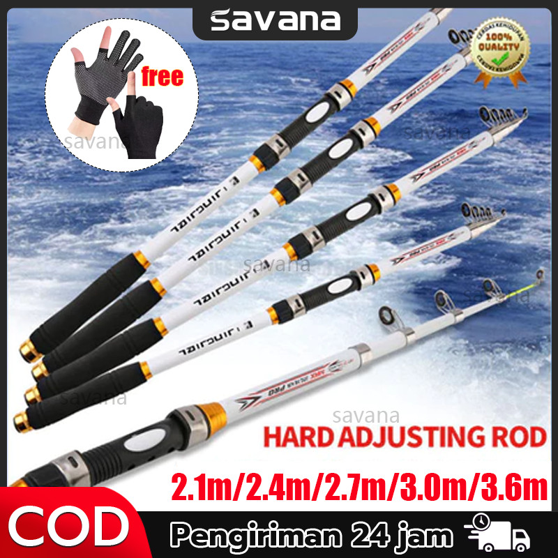 【SAVANA】GHOTDA Joran Pancing Portable Carbon Fiber Telescopic - CF3000 Model Baru Sangat Kuat Anti P