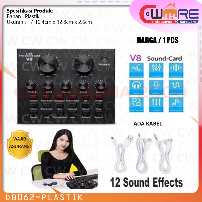 Sound Card V8 Singing Live Soundcard Mixer External Audio Microphone - MFN CW2K