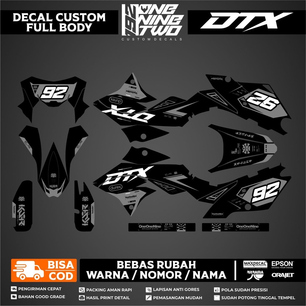 Decal Klx Dtracker dtx Full Body Minimalis - Decal Variasi Dtracker Hitam Superglossy