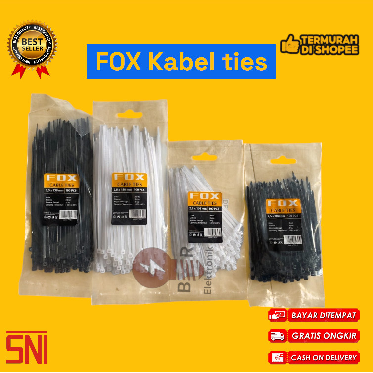

Promo FOX Kabel ties Ukuran 2.5x100 2.5x150 3.6x200 3.6x250 3.6x300 4.8x380 Hitam Putih Termurah