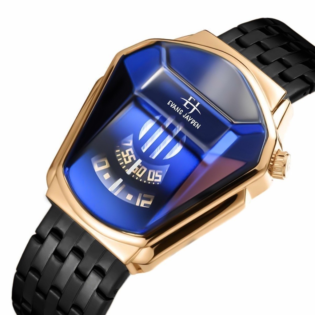 New Original Evans Jayden Jam Tangan Pria 9953-1 Rantai Stainless Steel Analog Sapphire Glass Water 