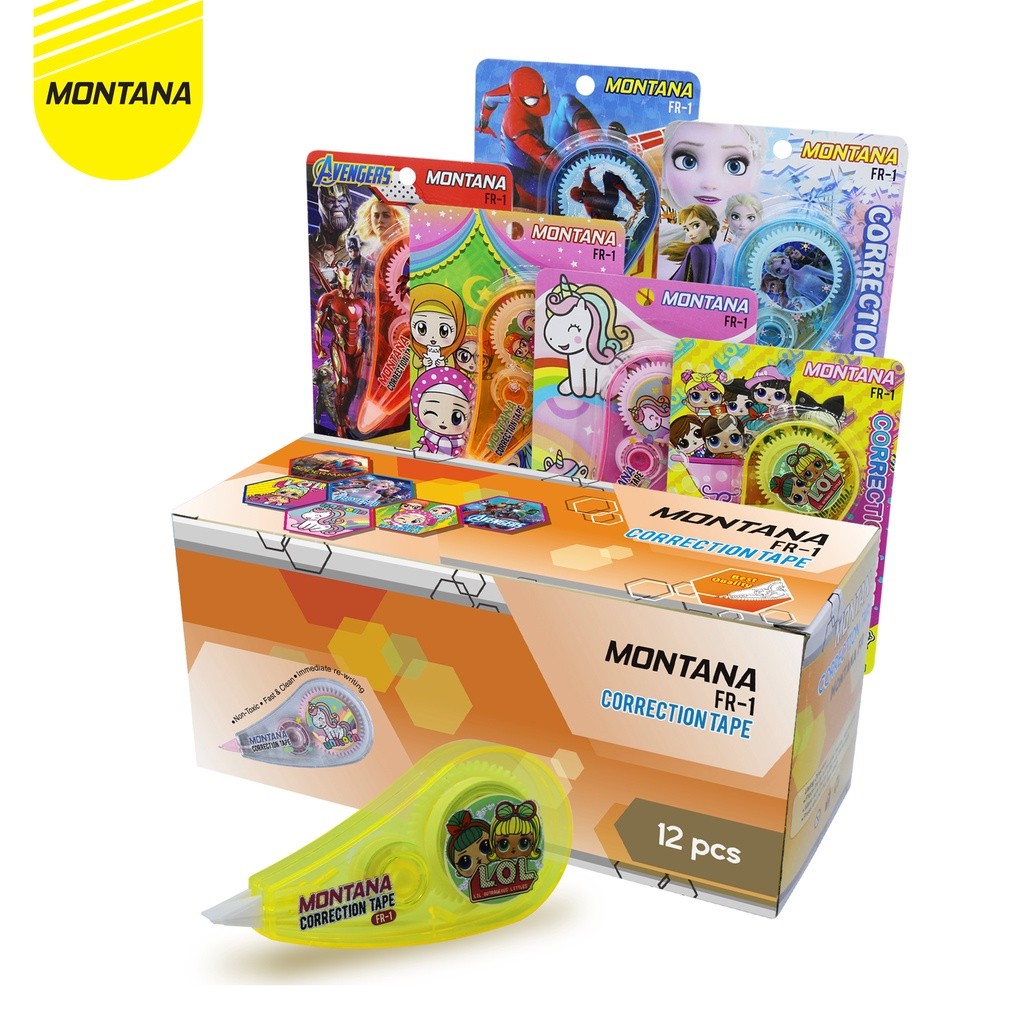 

MONTANA Correction Tape Pita Koreksi 8.5 m x 3.5 cm High Quality Pita Koreksi FR-1/LUSIN