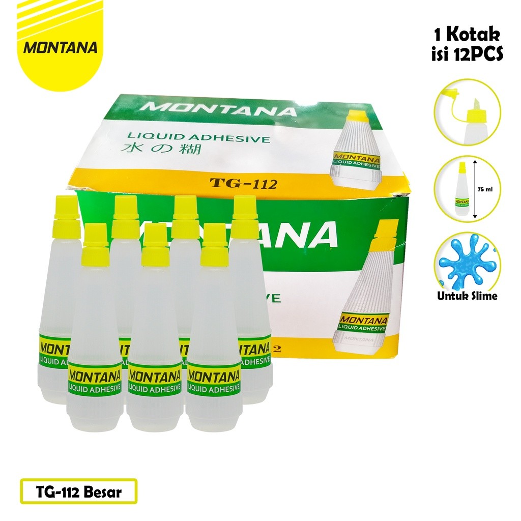 

MONTANA Glue Lem Povinal Sedang 75ml Liquid Adhesive Untuk Slime Serbaguna TG-112/Box