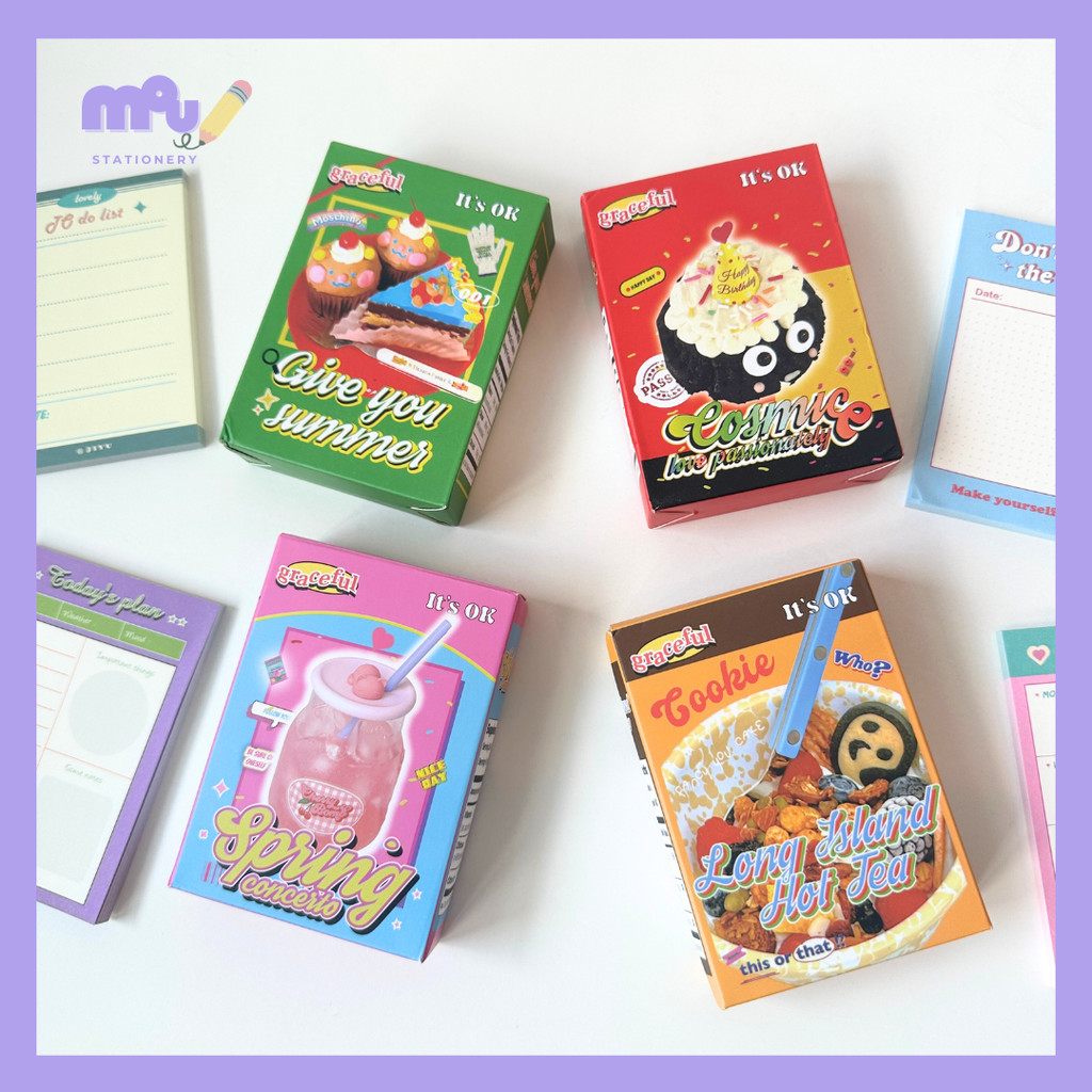 

[MOUMOU] 250pcs Retro Memo Pad Coquette Termasuk 5 Model/ Tanpa Lem