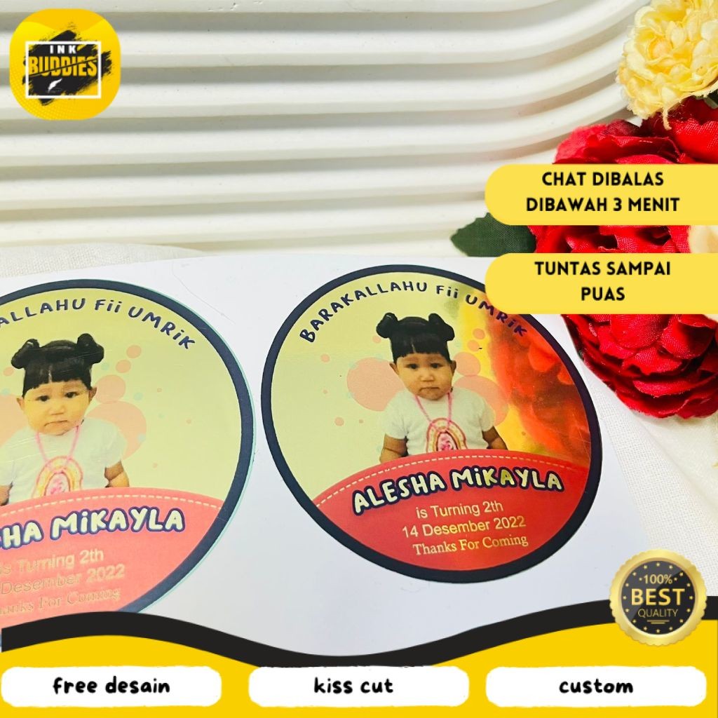 

INB 5-8 Stiker Gold/Silver Ulang Tahun Anak Sticker Label Undangan Happy Birthday Uk.Sedang