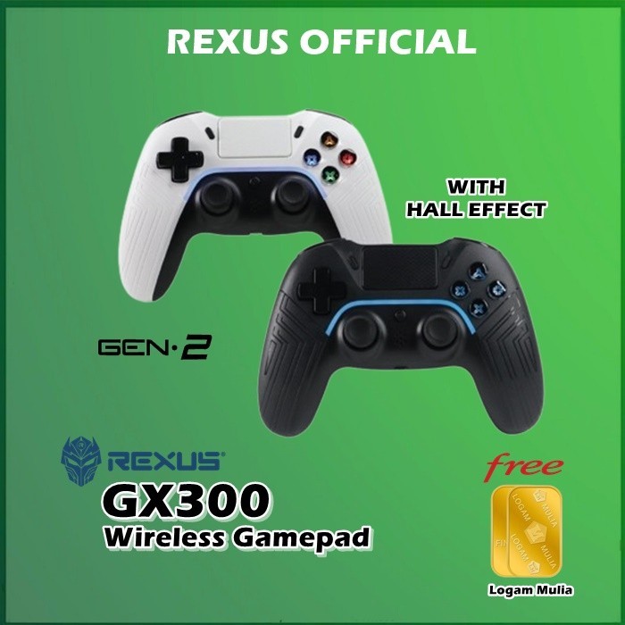 BEST -Rexus GX300 Dual Mode Wireless Bluetooh Gamepad Joystick GX 300 - GX300 V2 Blk