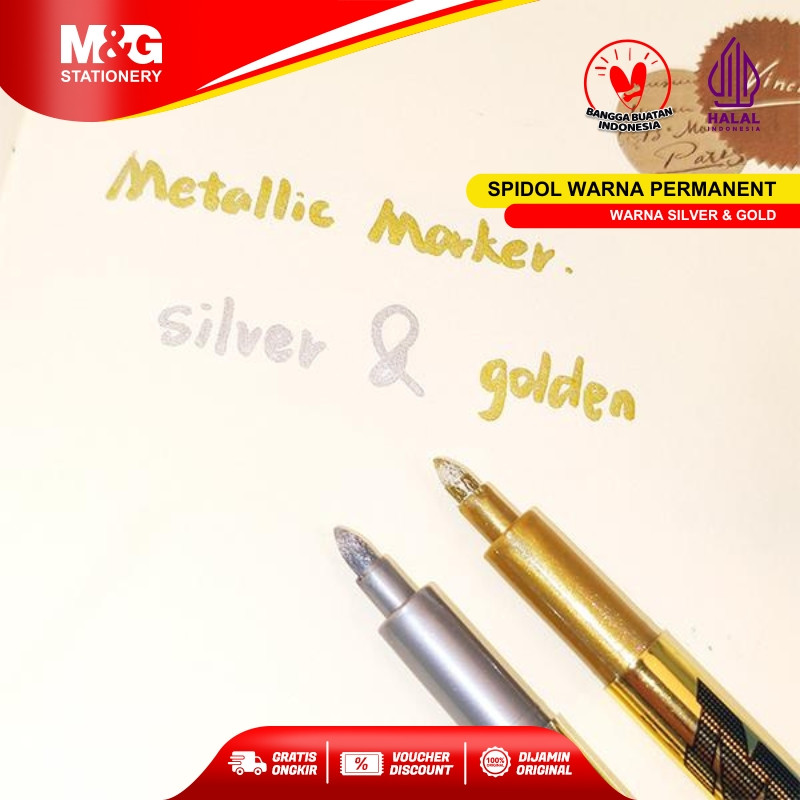 

M&G Spidol Warna Silver dan Emas Tahan Air Cocok Untuk Semua Permukaan Marker Gold Silver Hasil Tajam Halus Cocok Untuk Seni dan Gambar