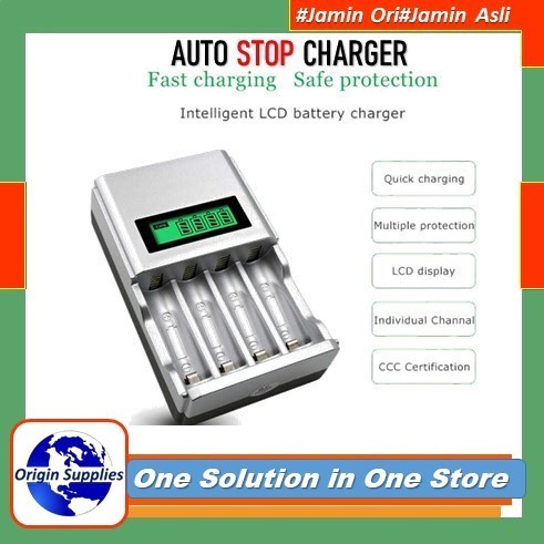 Krisbow Baterai Rechargeable Size Aa 2500 Mah 4 Pcs + Quick Charger - BATRE AA 1000MH