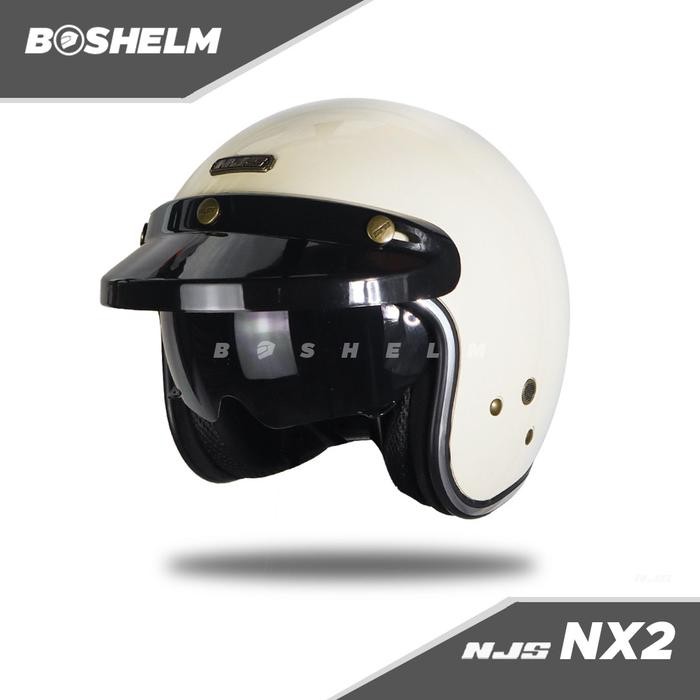 Terlaris -Helm NJS NX-2 Solid Helm Retro Half Face SNI - ARMY DOFF, M