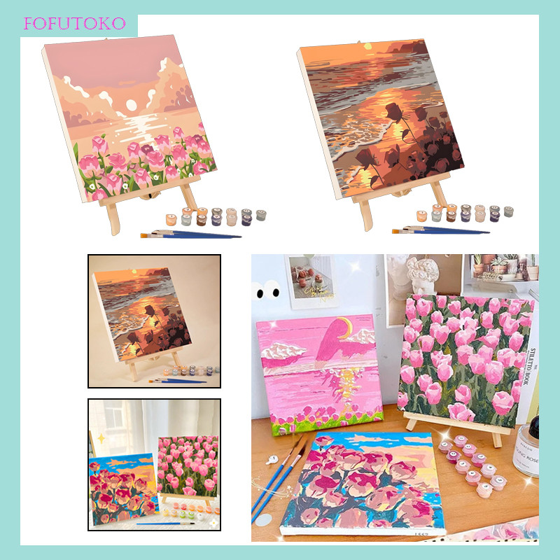 

Paint By Number 20x20cm Lukisan Kanvas DIY Digital Painting Kit With Kanvas / DIY Digital Painting Kit