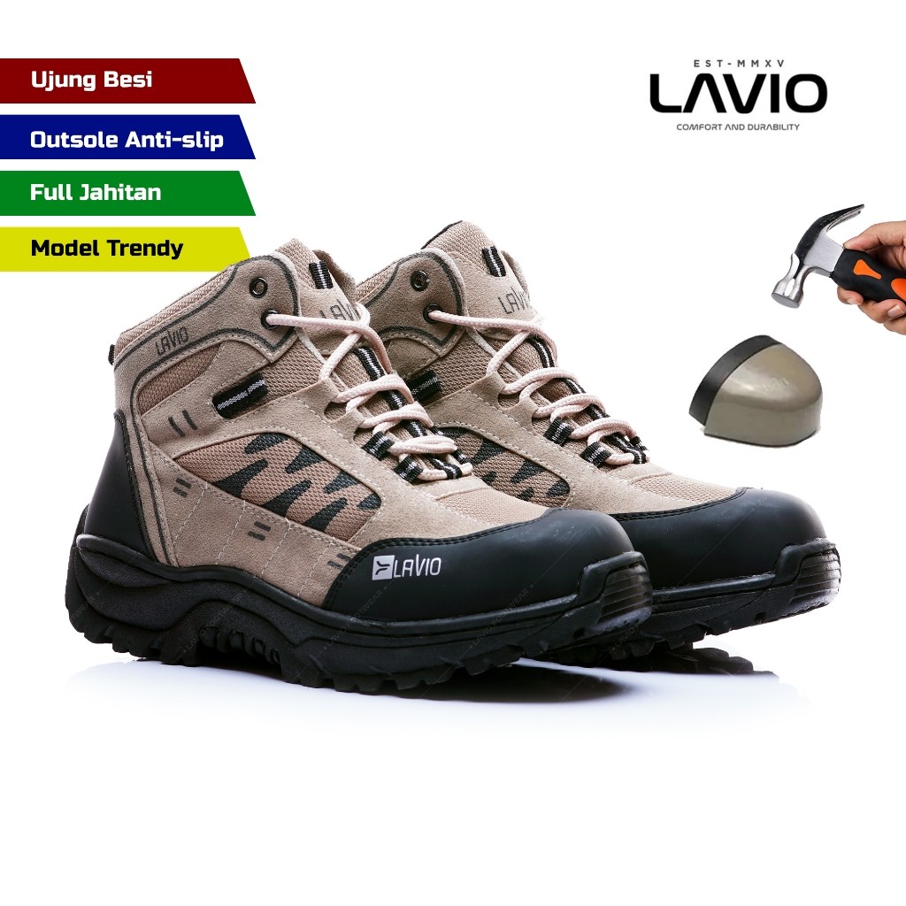 New Sepatu Safety Pria - Lavio - Safety Shoes Hiking Septi Gunung Sefty Outdoor Tracking Axel