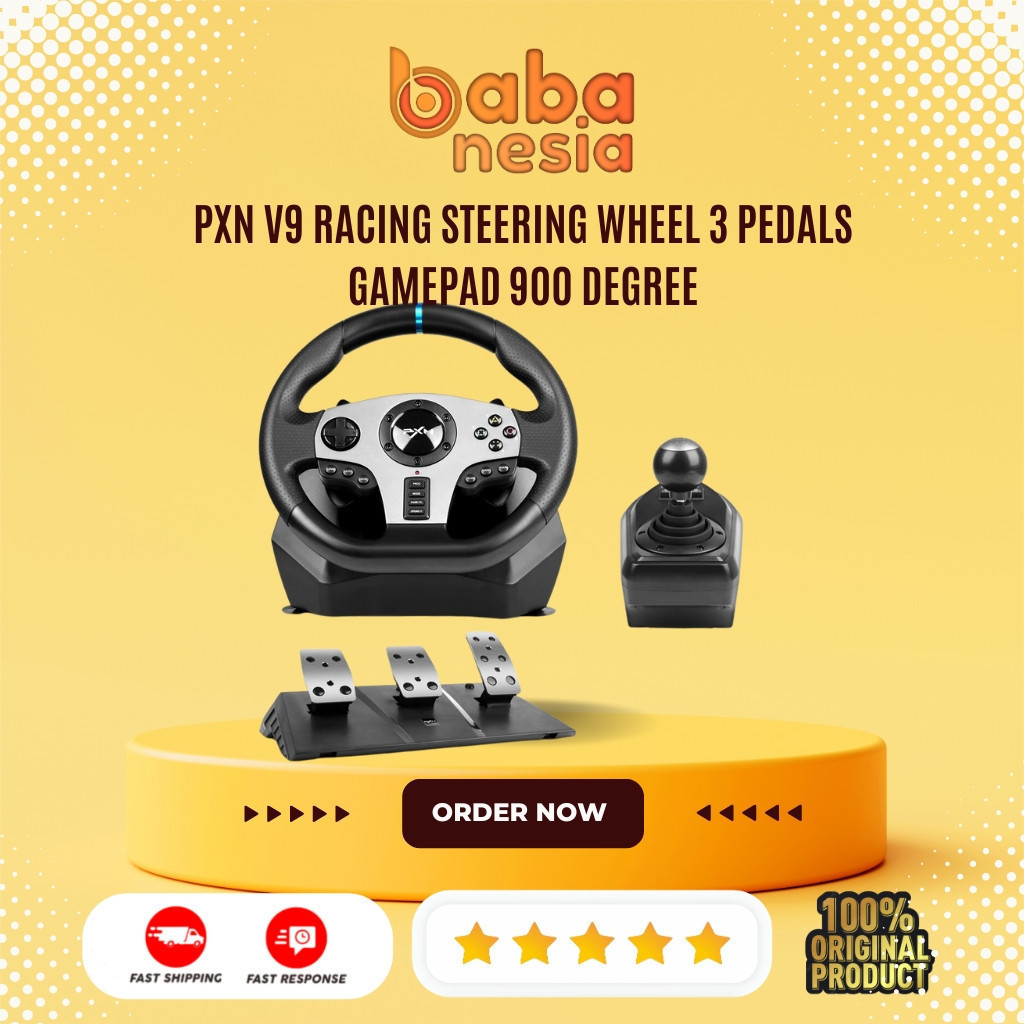 PXN V9 Racing Steering Wheel 3 Pedals Gamepad 900 Degree