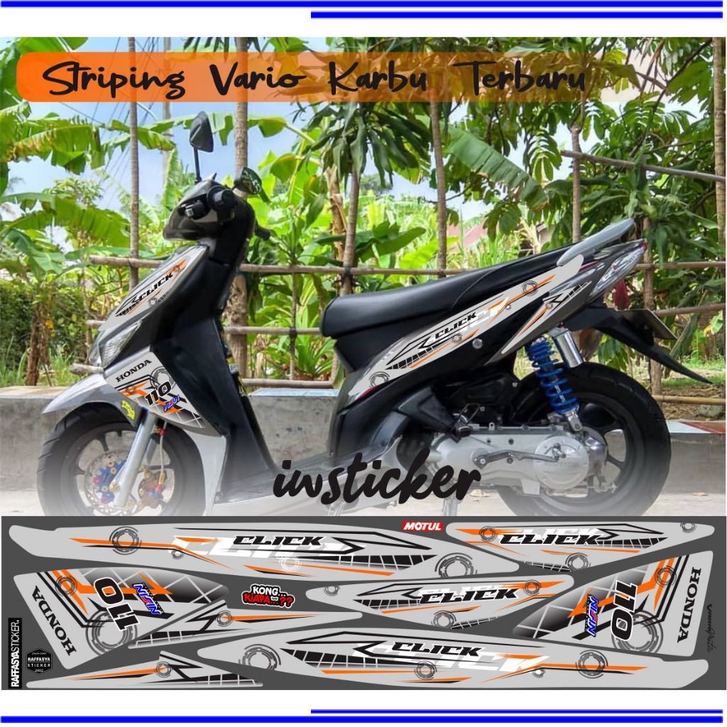 cod-striping variasi vario karbu nama click110 terbaru lis variasi decal striping / COD