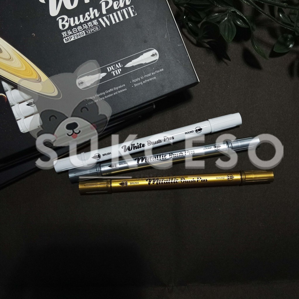 

BaoKe Metallic Marker Dual Tip MP2960 SATUAN Gold/Silver/White Murah