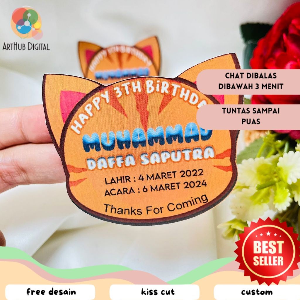 

AHD Print Sticker Karakter Ulang Tahun Anak Stiker Label Hampers Ultah Free Design Birthday
