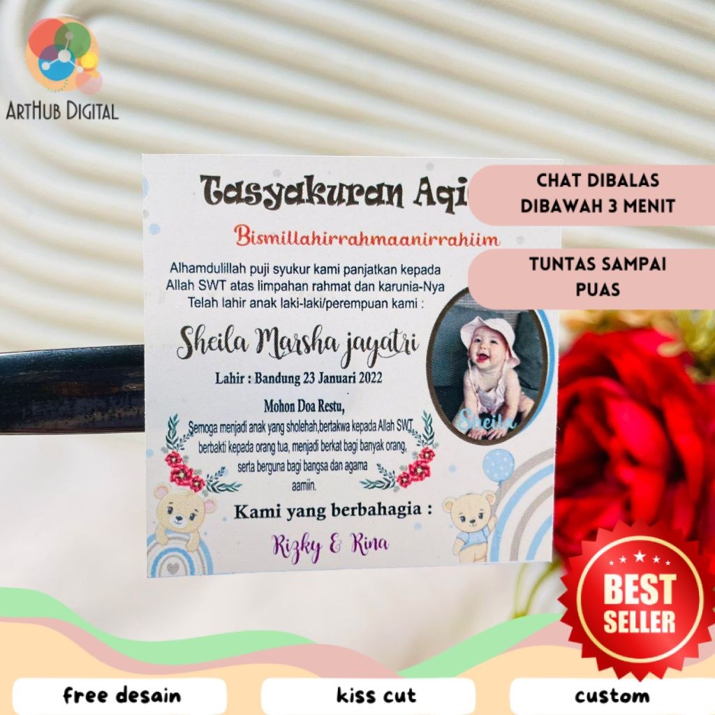 

AHD 2-4 Stiker Tasyakuran Aqiqah Bayi Sticker Syukuran Aqiqah Acara Aqiqah Anak Kotak Uk.Kecil