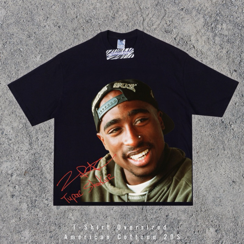 T-Shirt Tupac Shakur - Oversized Model Black Solid
