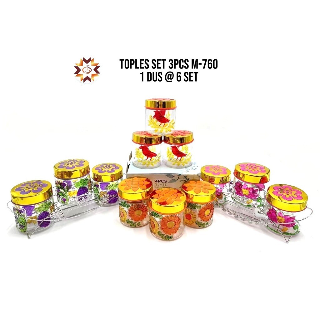 [LW] Toples Kaca Serbaguna + Keranjang/ Souvenir Toples Lebaran/ Toples Kue/ Toples Motif/ Toples Hi