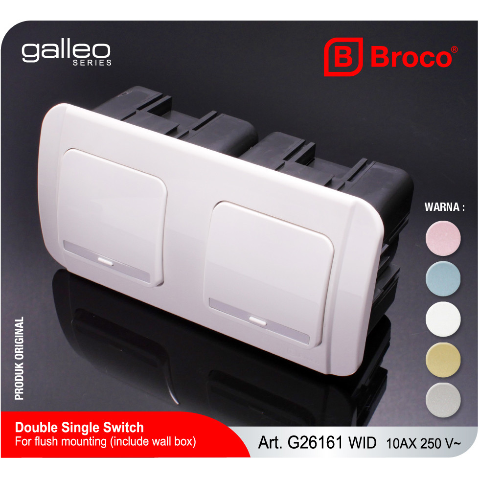 Broco Electrical Galleo G26161 Saklar Engkel 2 Gang WID