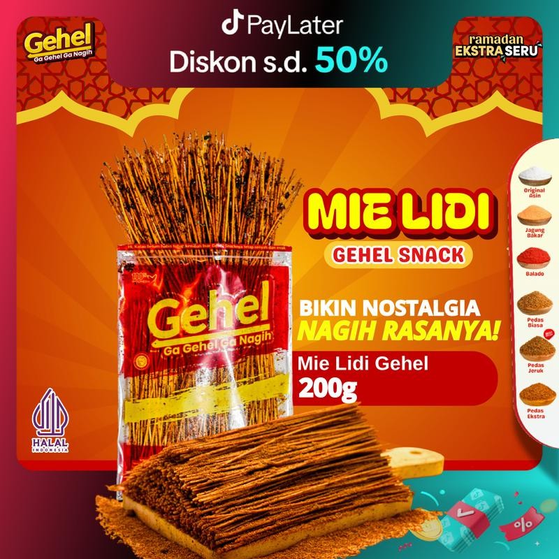 

MIE LIDI GEHEL 200gr - Makanan Ringan, Food Noodles Goreng Instan Pedas Cemilan
