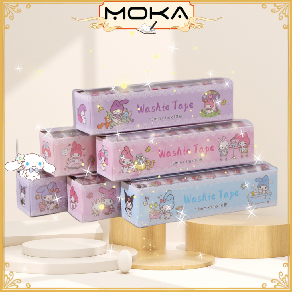 

MOKA 1 SET ISI 10 PCS STIKER WASHI TAPE GULUNG MOTIF LUCU / STICKER LABEL MOTIF MKA212