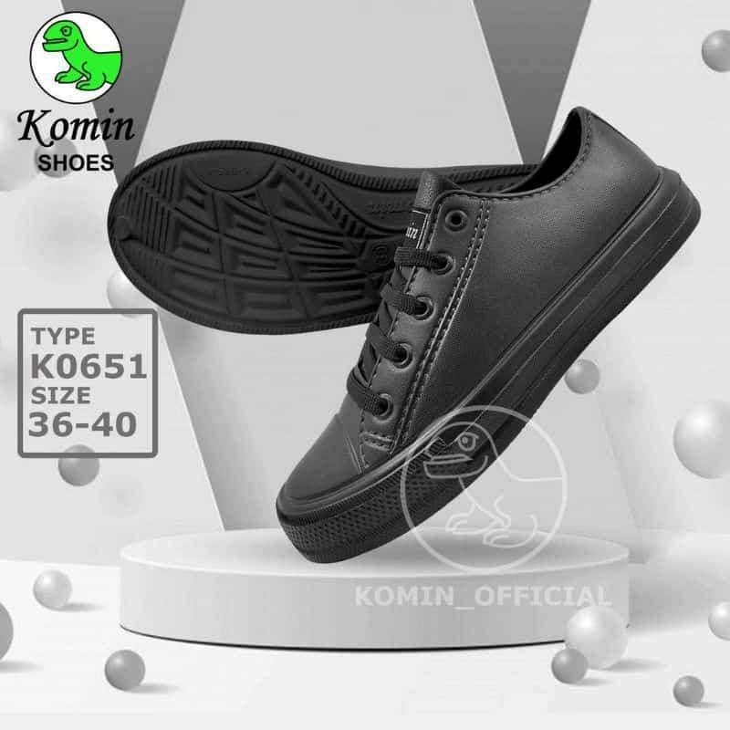 Promo ZONA SEPATU SEKOLAH ANTI AIR KOMIN HITAM K065- 1  SIZE 36-40