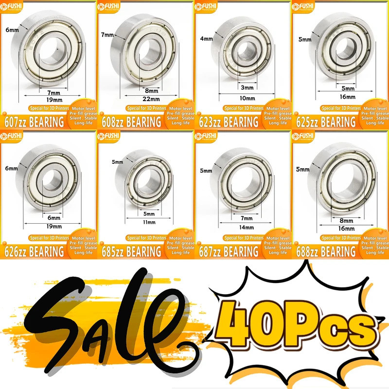 FUSHI 625ZZ Bearing 5x16x5 mm 10/40pcs Miniatur 625Z Ball Bearing 625 ZZ Untuk VORON Mobius 2/3 Prin