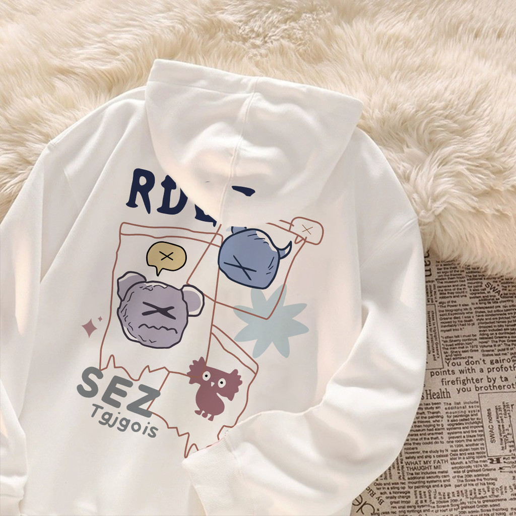 Hoodie Lengan Panjang Oversize Korean Style | RDGF SEZ Warna Warni | Unisex Kekinian | Milk Cotton