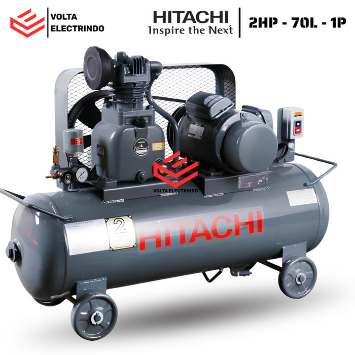 Hitachi Kompresor Angin Listrik 2 Hp 70 Liter 1 Phase Air Compressor Automatic ORIGINAL HITACHI 1.5P