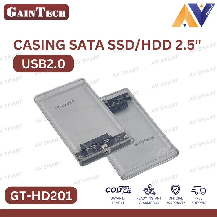 GainTech Casing External HDD SATA Hard Disk External 2.5" USB 2.0 Transparan Enclosure GT-HD201
