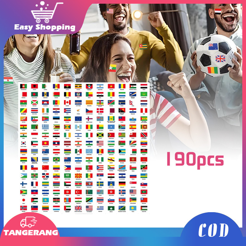 

192 Pcs Sticker Bendera Tempel Pipi Stiker Pipi Bendera Anak Dewasa Umum