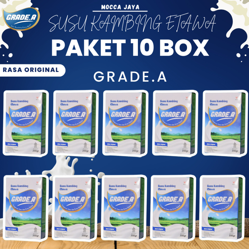 

PAKET MURAH 5&10 BOX GRADE.A SUSU KAMBING ETAWA RASA ORIGINAL 200GR BPOM