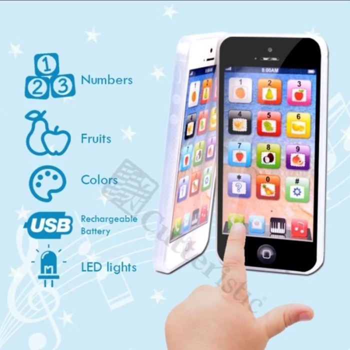 HP ANAK IPHONE EDUKASI MAINAN CHARGE USB DUMMY LED BABY HANDPHONE KIDS PHONE SUARA