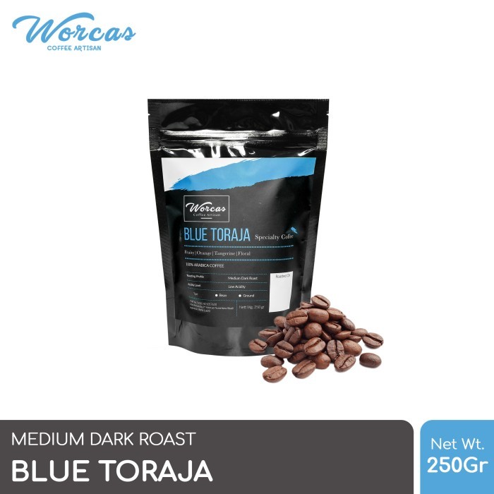 

WORCAS Arabica Coffee Blue Toraja 250 Gram | Medium Dark Roast - KOPI BIJI