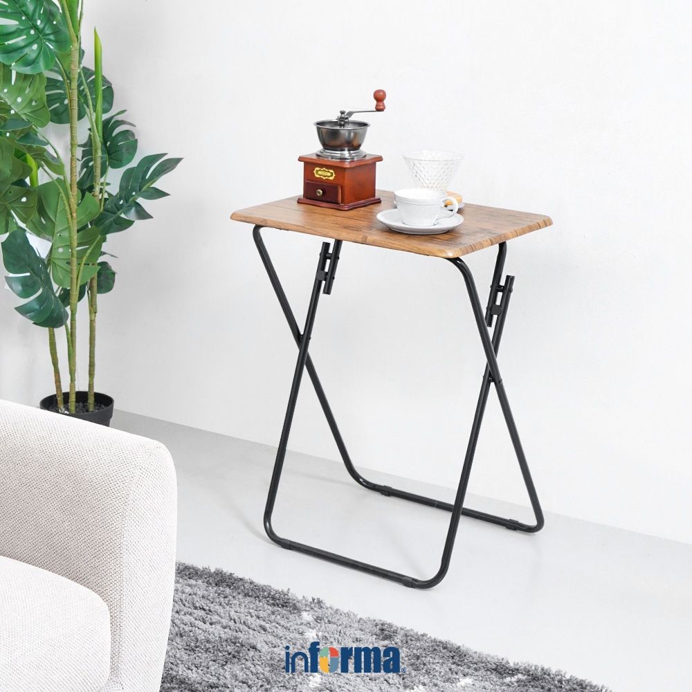 Informa Wolby Meja Lipat - Cokelat Folding Table Foldable Study Desk Meja Belajar Mini Serbaguna Min